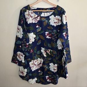 NWT Cellabie | Navy Green Burgundy Floral Print Mini Dress or Tunic Size XL